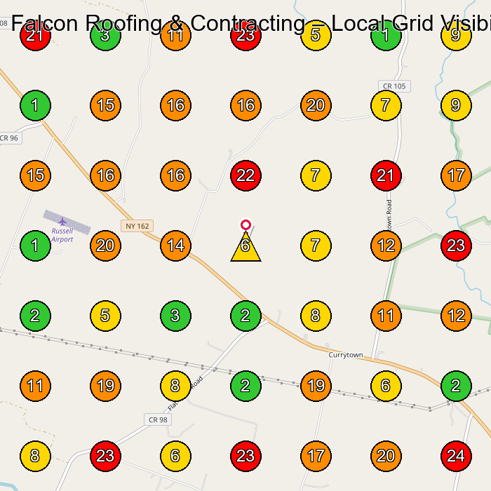 Falcon Roofing & Contracting Roofing Contractor GeoGrid ranking map for Sprakers NY